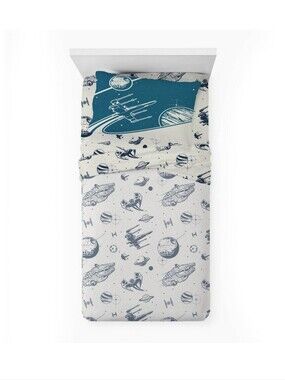 Star Wars Blue and White Kids Bedding Set Twin Size